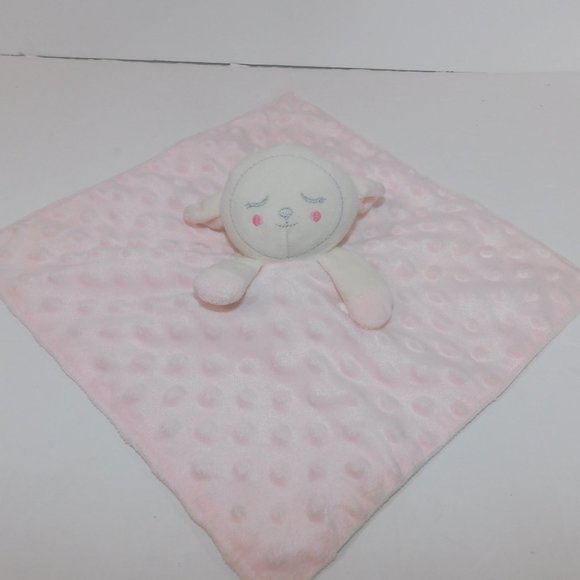 Kidget Pink White Baby Sheep lamb Plush Security Blanket Baby Lovey Nunu - Picture 2 of 5